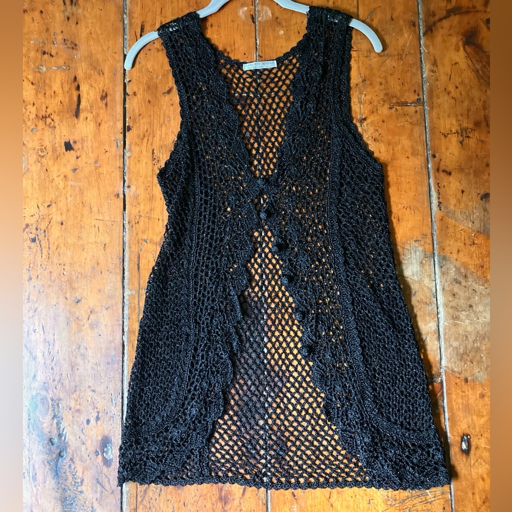 Alberto Macali Lace Button Sleeveless Top Sz: One Size